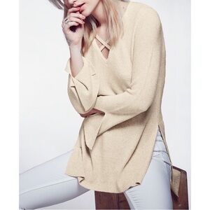 Free People Criss Cross Knot Side Slit Sweater Size Medium